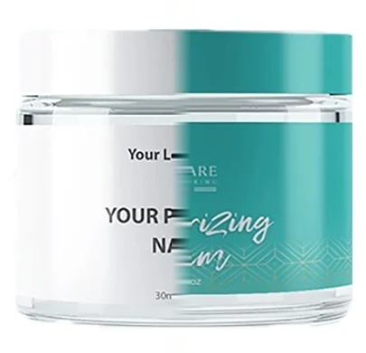 A blank sample cream jar, half white and half teal, ready for your label